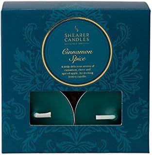 Shearer Candles Cinnamon Spice (Pack of 8) Scented Tealights-Teal, l x 3.8cm w x 2cm h