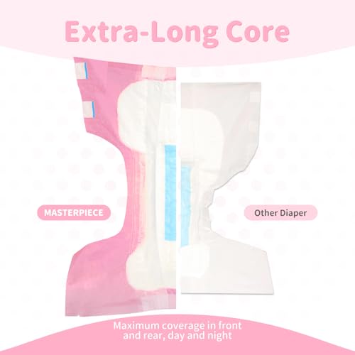 Image of SUNKISS Masterpiece Adult Diapers with Tabs, Unisex, S /M, Pink, 10 Count | Ultra High Absorbency, Plastic-backed Briefs, Refastenable Tabs, Odor Control, Leak Protection for Daytime & Overnight Use