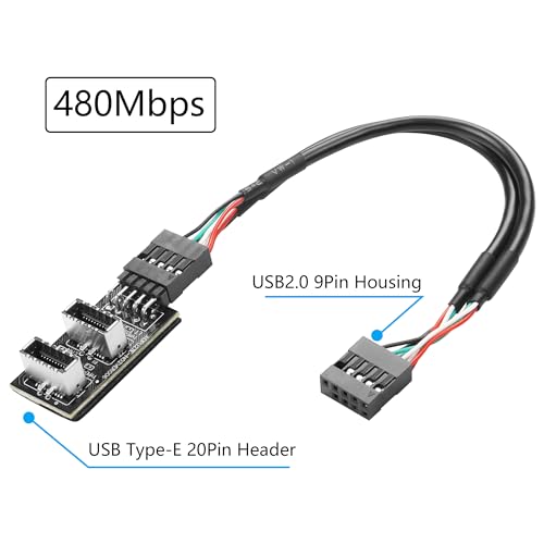 CERRXIAN Podwójny USB 3.1 Type-E Key-A+Key-B gniazdo na panelu przednim USB 2.0 9-pinowy adapter przedłużający do płyty głównej z 9-pinowym przedłużaczem