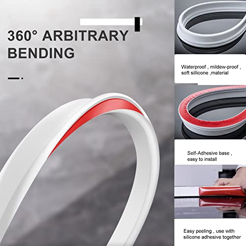 Image of Silicone Wet Room Bathroom Floor Seal Screen Door Seal Strip Prevents Overflow of Water | Waterproof Self-Adhesive and Bendable Waterproof Strip for Wet and Dry Separation (40 inch)