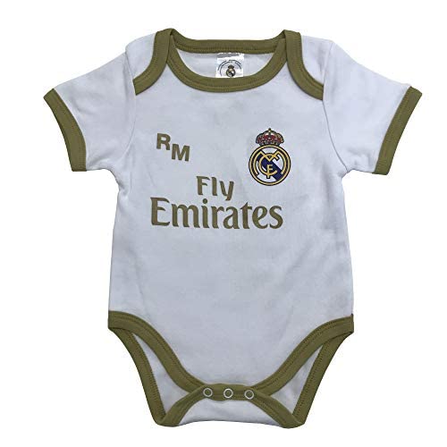 Champion's City Real Madrid FC Bodys für Kinder, offizielles Heimtrikot 2019/2020, weiß, 12 Monate