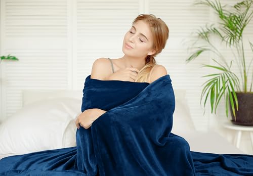 Luxury Navy Fleece Blanket for Queen Size Bed