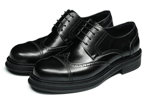 Santimon Men's Wingtip Brogue Oxfords Dress Shoes -Genuine Leather Lace-Up Derby for Work, Wedding & Business Casual with Comfort Cushioned Insole, Non-Slip Rubber Outsole