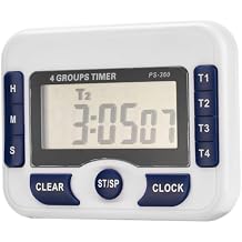 Digital Kitchen Cooking Timer LED Countdown Timer for Cooking with 4 Channels Blue No Battery Included