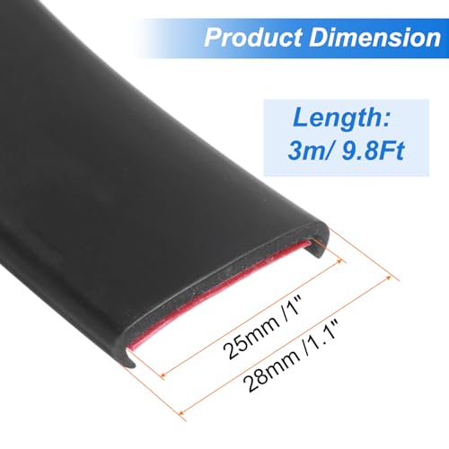 Image of uxcell U-Shape Edge Banding, 9.8ft x 25mm TPE Self-Adhesive Veneer Edging, Plywood Edge Trim Flexible Furniture Edge Protector for Countertop Cabinet Shelf Repair Restoration (Black)