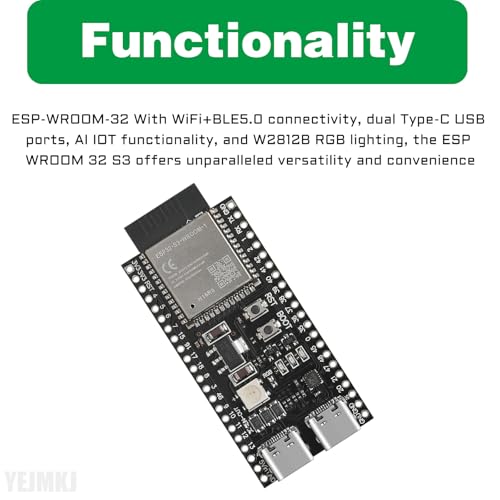 YEJMKJ ESP32 S3 Development Board N16R8 ESP WROOM 32 WiFi + Bluetooth MCU Module, Dual Type-C ESP32-S3 Cores Microcontroller Processor Integrates Complete Wi-Fi and BLE Functions Hat - Image 6