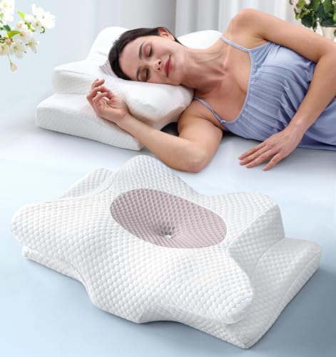Emircey Clinical-Level Relief Cervical Neck Pillow for Sleeping, Cooling Bed Pillow Neck Relief, Orthopedic Contour Memory Foam Pillow for Side SleepersErgonomic Back Stomach Sleepers,Pastel Charcoal