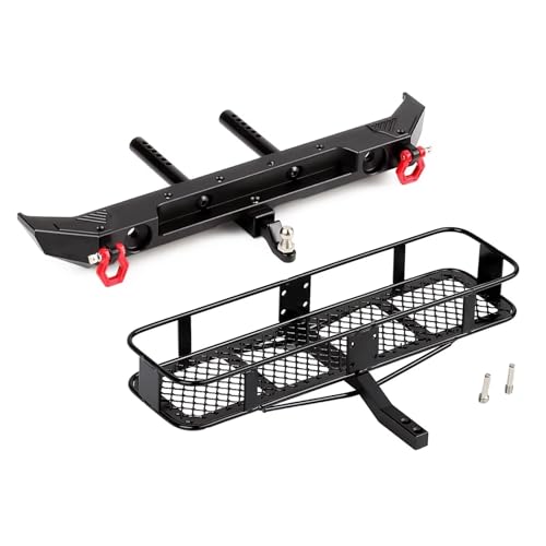 RC�J�[�̕i���� For Axial SCX10 90046 AXI03007 ���^�����A�o���p�[�o�b�N�q�b�`�L�����A���b�N1/10 RC�N���[���[�J�[�A�b�v�O���[�h�p�[�c(Bumper with Carrier)