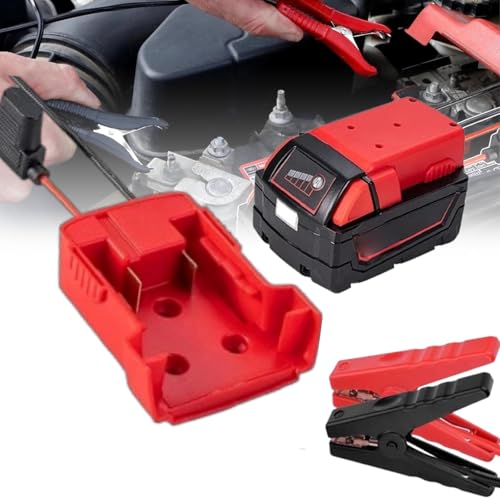 Adaptateur de Banque d'alimentation de Démarreur de Voiture pour Batterie Lithium-ION Milwaukee 18V, Démarreur de Batterie de Voiture avec Câble 11awg, Adaptateur de Démarrage de Saut (Milwaukee)