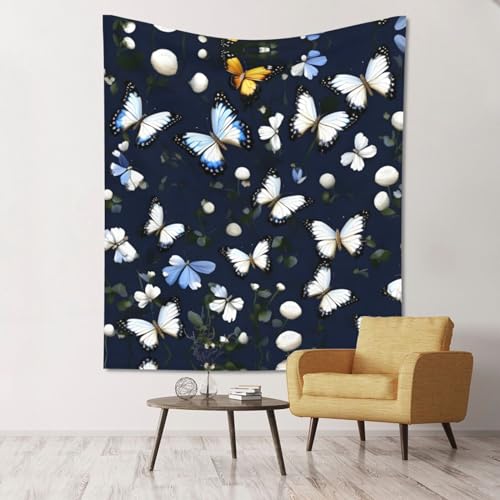 Tapisserie fleur blanche et papillon bleu SHuWeiD drap de lit léger pour chambre
