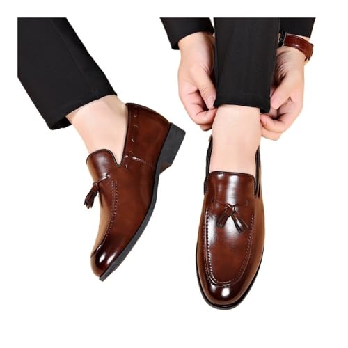 Summer Leather Shoes Large Size Business Casual Shoes Wedding Lace-up Men's Shoes Oxfords(Black,10)2