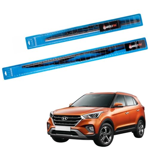 Image of Windshield Car Wiper Blades | Metal Frame Scratch-Proof Streak-Free Cleaning Durable Wiper Blade Refills for (Hyundai Creta Model (2015-2020) Dr 24 inch /Pa 16 inch)