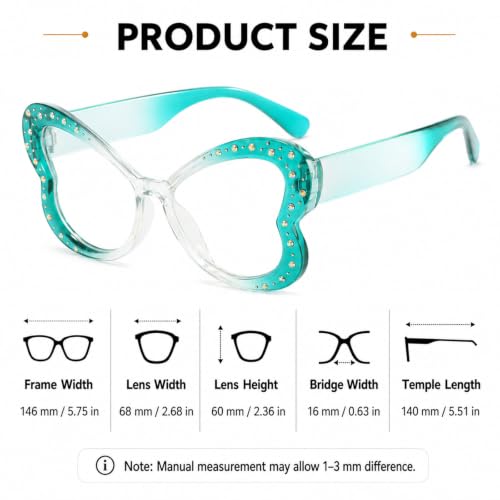 Image of Butterfly Shape Glasses for Women Retro Clear Flat Lens