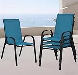 YLGJ&TIDY Lot de 4 Chaises de Jardin Extérieur Empilables, Textilène...
