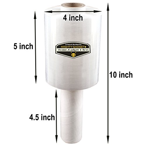 2 Pack of Mighty Gadget (R) Industrial Mini Stretch Wrap Film with Handle for Pallet Wrap, Moving Supplies Stretch Wrap & Shrink Wrap - 80 Gauge, 5” x 1000 ft