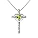 Sterling Silver Peridot & Diamond Accent Cross Heart Necklace
