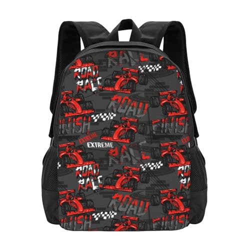 Car Racing Backpack Large Capacity Backpacks Leisure Travel Daypack 12.5X5.5X16.5 inch