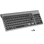 cimetech Wireless Keyboard, 2.4G Ergonomic Keyboard with Number Pad, Silent USB Computer Keyboard for PC, Laptop, Desktop and Windows 10/8/7/XP - Gray