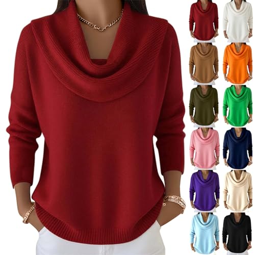 HUIFUAO Pull à col bénitier pour femme UK - Pull habillé élégant en tricot d'automne et d'hiver - Chaud, confortable et doux - Manches longues - Pull fantaisie nouveauté pour fête, soirée, sortie
