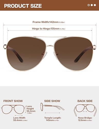 Image of BIRCEN Polarized Aviator Sunglasses Womens: Acetate Glasses UV Protection