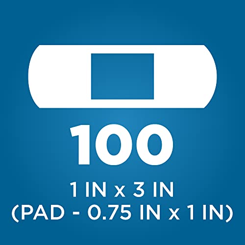 Image of Amazon Basic Care Heavy-Duty Flexible Fabric Adhesive Bandages, First Aid and Wound Care Supplies for Minor Cuts, Scrapes, Blisters, One Size, 100 Count