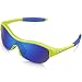TOREGE Tr90 Flexible Kids Sports Sunglasses Polarized Glasses for Junior Boys Girls Age 3-15 Trk001 (Fluorescent Yellow&Blue)