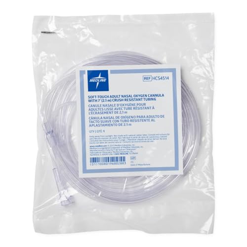 image for Medline Soft-Touch Nasal Oxygen Cannula, Standard Connector, 7-ft. Tub