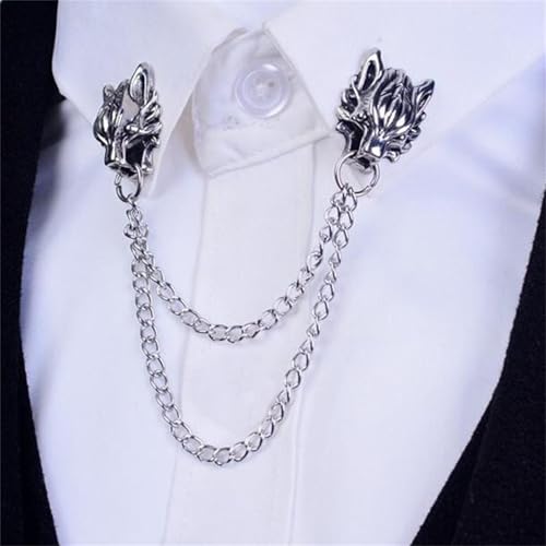Image of WCRAZYE Vintage Wolf Head Lapel Brooch Set for Men Women Antique Animal Dire Wolf Head Coyote Antique Retro Lapel Brooches Badge Men's Suits Buckle Neckwear Accessories