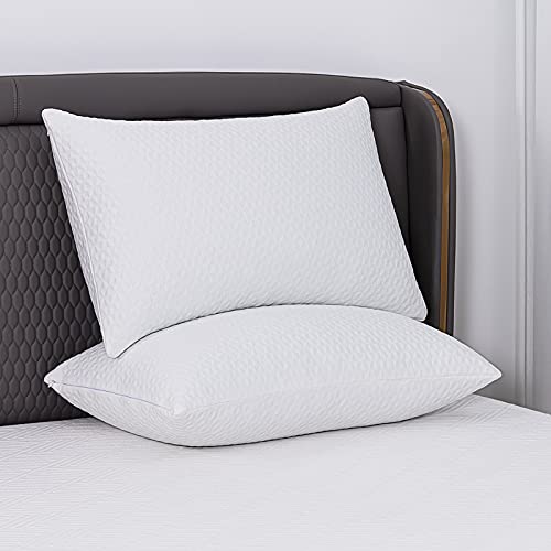 Iyee Nature Standard Size Pillows 2 Pack with Soft and supportive, Adjustable Gel Memory Foam Bed Pillows for Back Stomach and Side Sleeper CertiPUR-US and Hypoallergenic Sleeping bed Pillows Set of 2