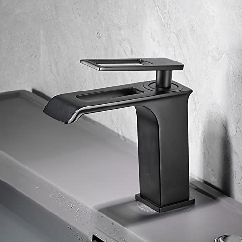 Robinet lavabo salle de bain cascade or mitigeur monocommande évier chaud froid