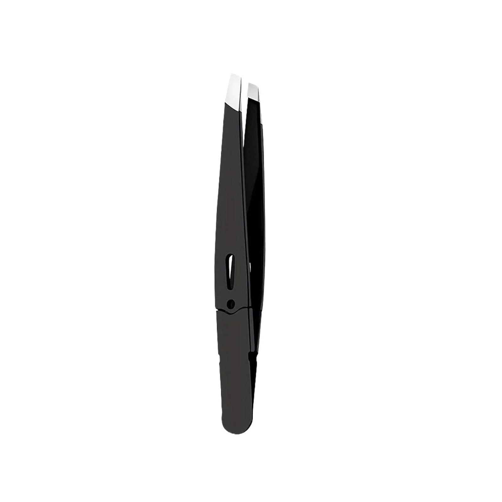 Zgxnyi Black Eyebrow Tweezers Stainless Steel Eyebrow Tweezers Hollow Colored Multi-Purpose Slanted Mouth Beard Removal Clip(Black)