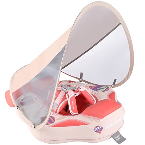 Image of GENTEACO Newest Mambobaby Baby Swim Float with Canopy Non-Inflatable Infant Pool Float with Tail 3-24 Months Avoid Flip Solid Skin-Friendly Material for Toddler Boys Girls