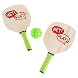 Paddle Ball Game Set – Pair of Lightweight Beginner Rackets, Ball and Carrying Bag for Indoor or Outdoor Play – Adults and Children by Hey! Play!