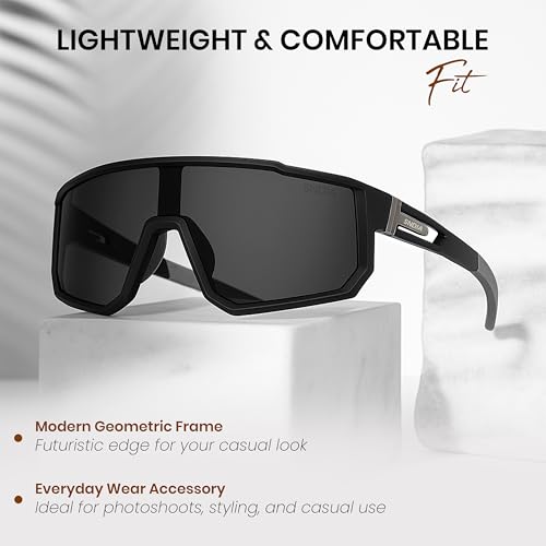Image of SNDIA Polarized Sports Sunglasses | UV400 Protection | Cycling Riding Cricket Glasses for Men Women