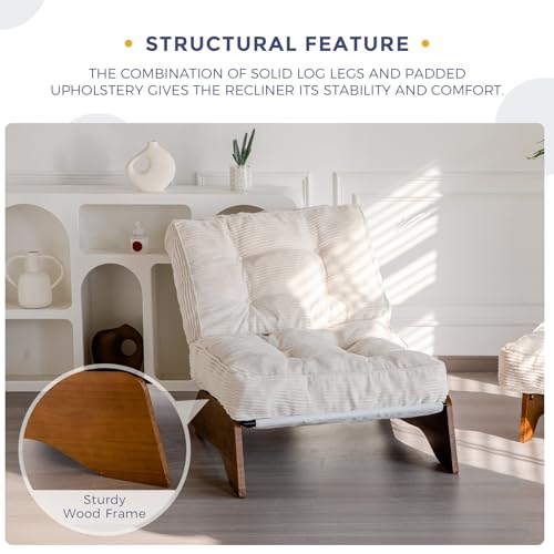 Image of MAXYOYO Accent Chair with Ottoman, Lounge Chair with Adjustable Backrest | Tufted Living Room Chair Upholstered Lounge Chair with Footrest Set, Modern Chair for Reading Room, Beige