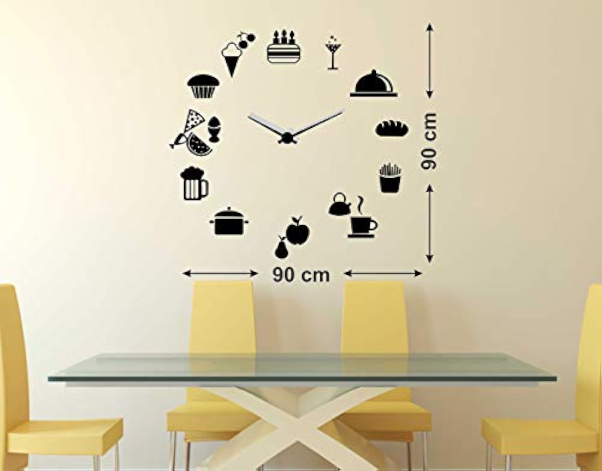 Clock with Food Stickers Wall Sticker for Fun Decor