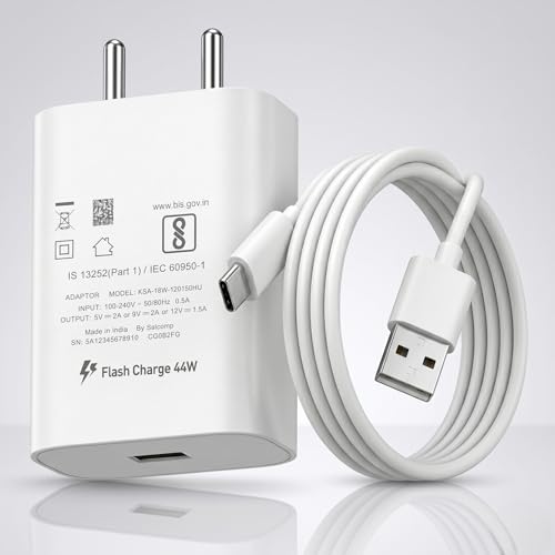 Image of Vivo 44W Flash Adapter with Type C Charging Cable for Vivo T5x, T5 Pro, V70 FE,Y05, X300, V60e, Y31, Y31 Pro, T4 Pro, V60, T4, T4R, T4x, IQOO 15,13, 10R, Z10, Z10x, Neo 10, Z10R | 44 W Quick Charger