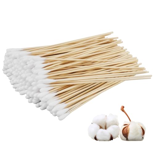 Paquet de 200 cotons-tiges longs, cotons-tiges de 15 cm à grande tête, écouvillons d'oreilles longs, tampons de nettoyage en bois à grande tête pour maquillage, nettoyage, sourcils, beauté, ongles