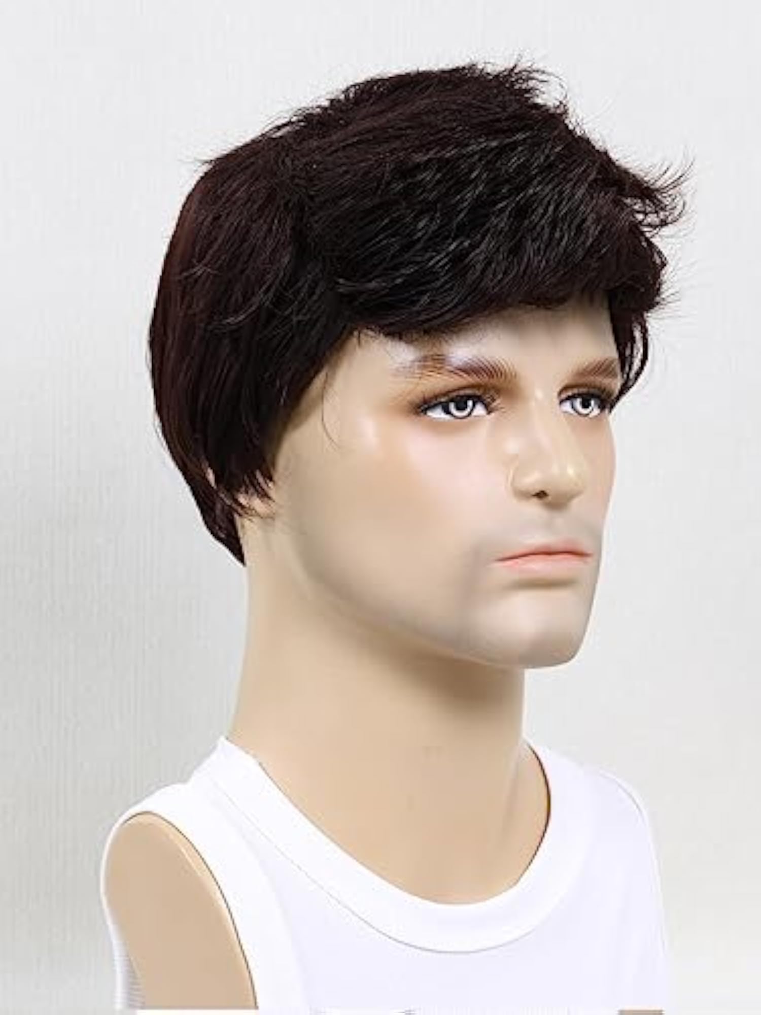 Men's Short Brown Synthetic Wig for Daily Wear