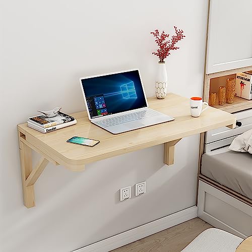 Table murale rabattable bois massif et double support robuste