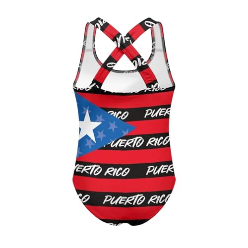 Image of Girls One Piece Swimsuits Summer Quick Dry Crewneck Beach Bathing Suit Cross Shoulder Strap Swimwear 5-14 Years