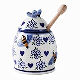 ZOOBEE Ceramic Honey Pots with Dipper and Lid...