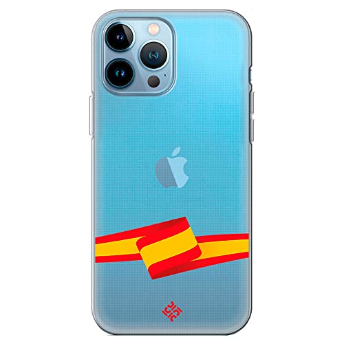 Movilshop Funda para [ iPhone 13 Pro MAX ] Dibujo Auténtico [ Bandera España ] de Silicona Flexible Transparente Carcasa Case Cover Gel para...