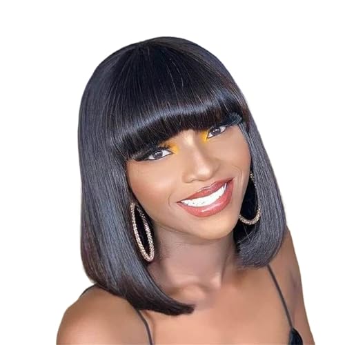Perruque cheveux humains volume 220% résout les cheveux fins avec un carré Bob lisse