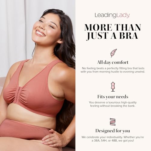 Image of LEADING LADY, Meryl, Front-Closure Cotton Bra, Comfort Sleep for Women, Breathable, Unlined, Full Coverage, Wireless, 36A-56H