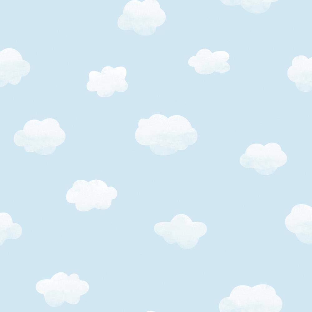 Yöl Blue,White,Cloud Cloudy Sky Children's Wallpaper Clouds Blue White Nursery Kids