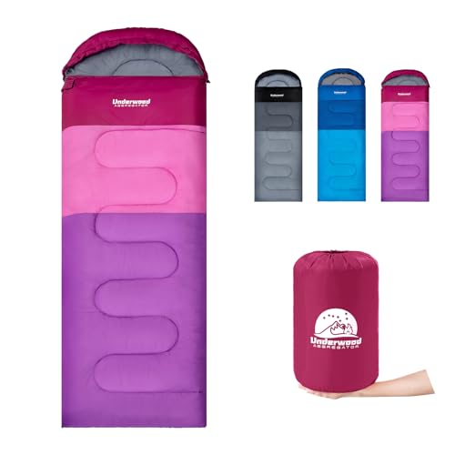 Underwood Aggregator Sleeping Bags for Adult and Kids - Ultralight 3 Season Compact Camping Sleeping Bag for Girls, Boys, Lightweight & Waterproof Backpacking Sleeping Bags for Hiking Outdoor Travel