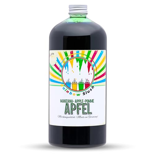 Hopser Food Fun Rainbow Slush Jarabe AZO LIBRE | Botella de 1 litro | concentrado para granizadores de helados, máquinas de helado, bebidas 1:5 hasta 1:20 (manzana)