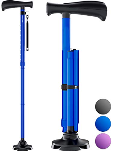 HoneyBull Walking Cane for Men & Women | Free Standing, Foldable, Pivot Tip