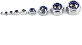 FTVOGUE 100pcs Lock Nut Hexagon Flange Locknut Stainless Steel Nylon Insert Nut Assortment Kit M3